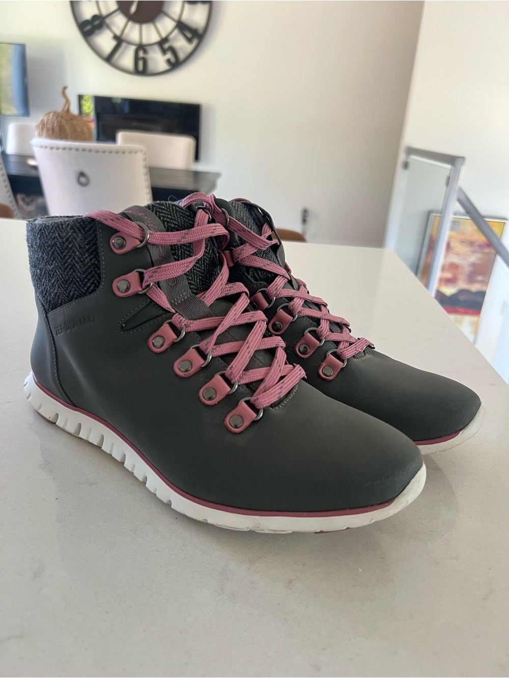 247 - Cole Haan Women's Zerogrand Hiking Boots Gray with Pink Laces